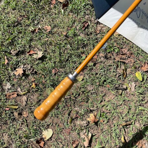 Magic Chef Appliances Blue and White Large Umbrella Wood Handle Vintage - Picture 7 of 11